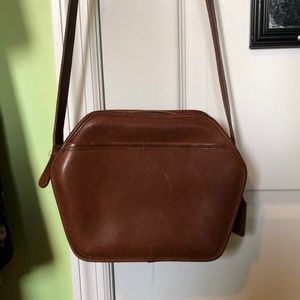 Coach Tan Leather Zip Geometric Pouch